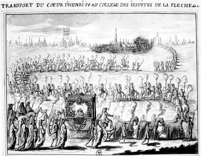 Ankomsten av hjertet til Henri IV ved College of La Flèche 4. juni 1610 av French School