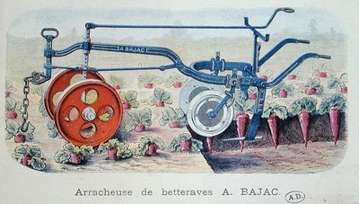 Bajac-maskinen for å løfte rødbeter, ca. 1900 (fargegravering) av French School