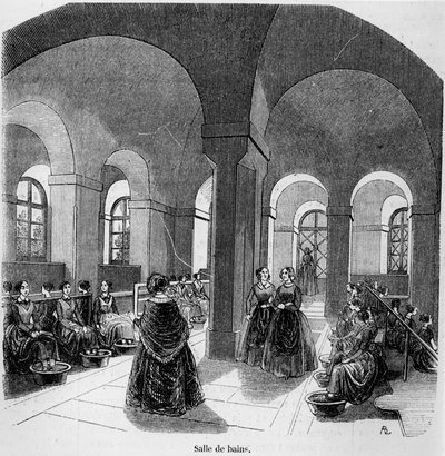 Badet ved Institute for the Young Blind, i Tableau de Paris av Edmond Texier, utgitt i 1852 av French School