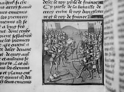 Slaget ved Crecy i 1346 fra Froissarts Chronicles av French School