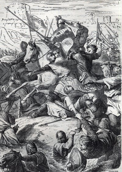The Battle of Kortrijk (Battle of Golden Spurs) between the King of France and the Flemish Communal Militia on July 11 av French School