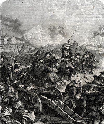 Slaget ved Landen eller Neerwinden ble utkjempet i dagens Belgia 29. juli 1693 under niårskrigen (gravering) av French School