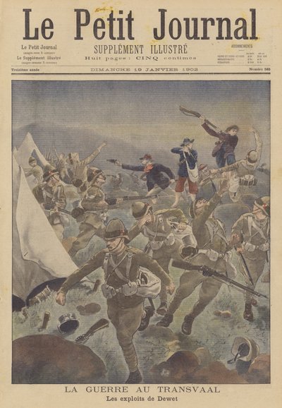 Boerekrigen: bedriftene til Christiaan de Wet (farge litho) av French School