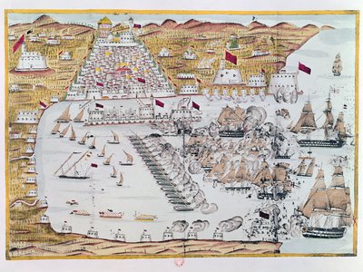 Bombardementet av Alger av de anglo-nederlandske flåtene 27. august 1816 av French School
