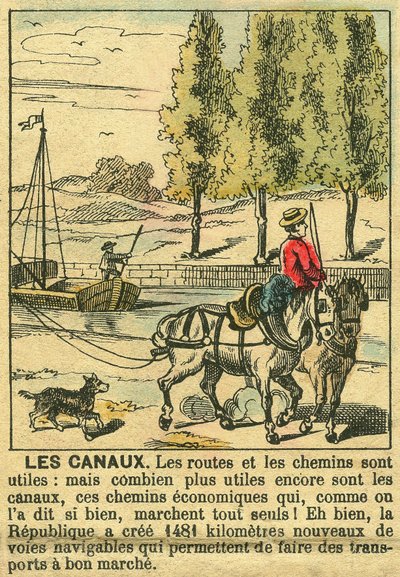 Kanalene, som illustrerer fordelene med Den tredje republikk på kanalbygging for landets økonomi. Gravering, i "" Le Figaro, supplement"", 30.03.1889, Paris. av French School