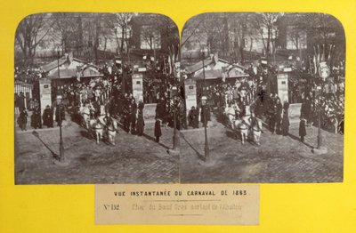 Karnevalet i 1863 i Paris, den fete okseflotten forlater slakteriet, stereoskopisk utsikt, 1863 av French School