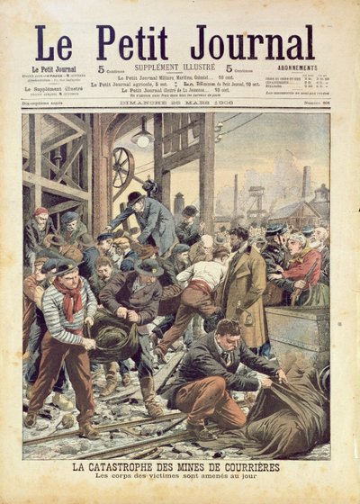 The Catastrophe at Courrieres, fra Le Petit Journal, 25. mars 1906 av French School