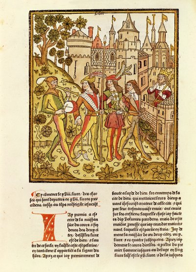 Guds by og dette århundrets by, fra La Cite de Dieu, 1486-87 (xylograf) av French School