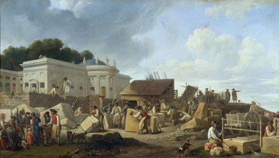 Byggingen av Hotel de Salm i 1786 (olje på lerret) av French School