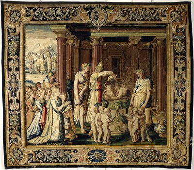 The Coronation Sacrifice, ca. 1610 (ull og silke) av French School
