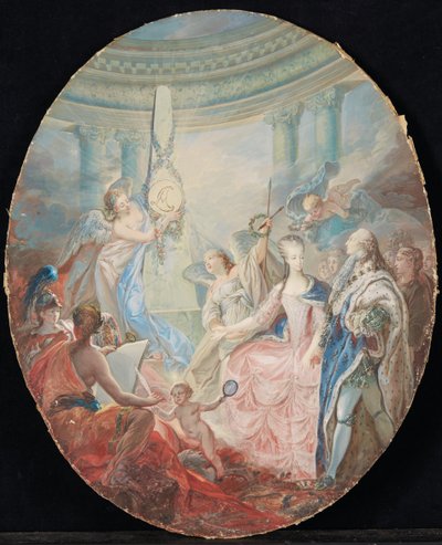 Kroningen av Louis XVI akkompagnert av Marie-Antoinette, etter 1774 av French School