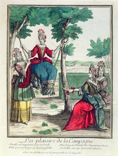 The Countrys Pleasures, andre halvdel av 1600-tallet (fargegravering) av French School