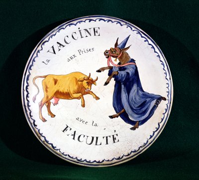 Kokoppene kjemper mot medisinsk profesjon, ca. 1800 (glasert keramikk) av French School