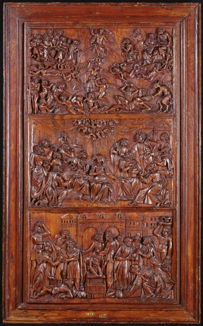 The Credo, Panel III: The Last Judgement, Pentecost and the Communion of Saints, 1587 (tre) (se også 4140367 og 414039) av French School