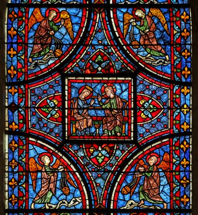 The Death and Glorification of the Virgin Mary-vinduet - øverste seksjon av French School
