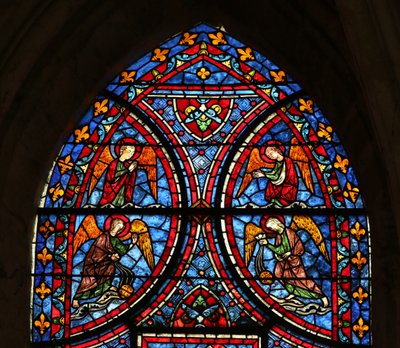 The Death and Glorification of the Virgin Mary-vinduet - øverste seksjon av French School
