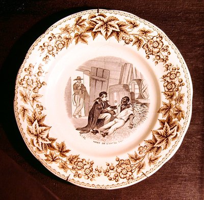 The Death of Oncle Tom, fra Uncle Toms Cabin av Harriet Beecher Stowe (keramikk) av French School
