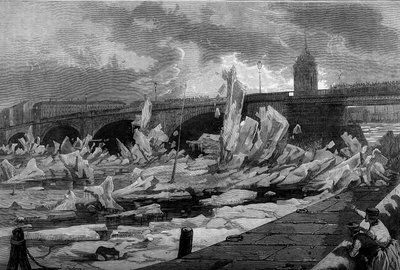 Debacle (frost) av Neva-elven ved St. Petersburg av French School