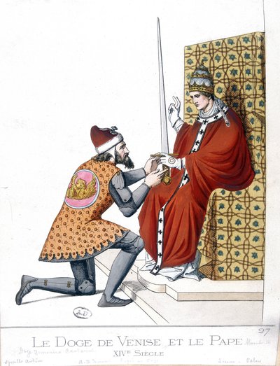 Dogen av Venezia og paven på 1300-tallet - gravering av French School