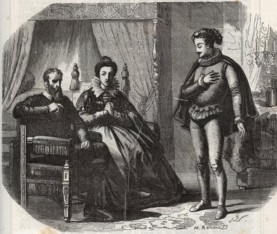 Hertuginnen av Cleves, Mary von Julich, hertuginne av Juliers og Berg (1491-1543), får vite om oppløsningen av ekteskapet mellom datteren hennes, Anne av Cleves (1515-1557), og kongen av England Henry VIII (1491-1547) ) i 1540. Gravering fra 1871 i «Hist av French School