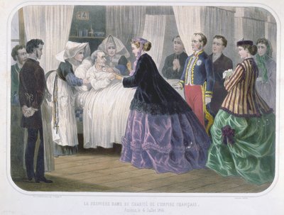 Keiserinne Eugenie (1829-1920) besøkte koleraofrene i Amiens 4. juli 1866, ca. 1866-70 av French School