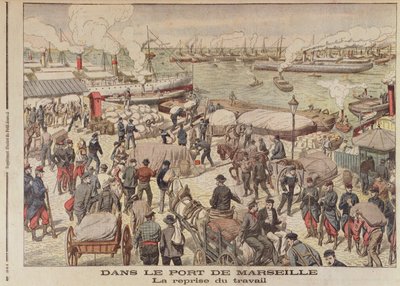 The End of the Strike in Marseille, illustrasjon fra Le Petit Journal, 23. oktober 1904 av French School
