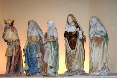 The Entombment, 1490 (malt stein) (detalj) av French School