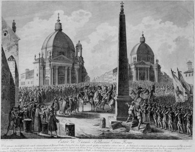 Den franske hærens inntog i Roma ledet av marskalk Berthier, 15. februar 1798 av French School