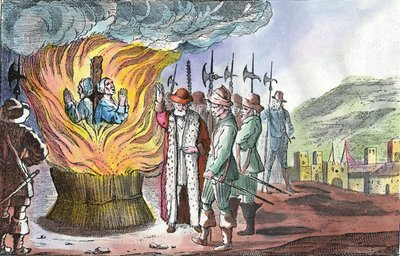 Henrettelsen av valdensiske kvinner under påsken i Piemonte i 1655 av French School