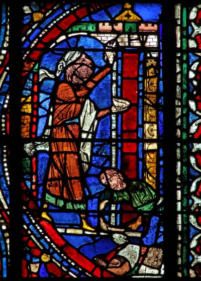 Exodus-historien: dørkarmen er merket med blodet fra et ofret lam (nedenfor) ved påsken (w37) av French School