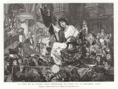 Fornuftens festival i Notre Dame de Paris, 10. november 1793 av French School