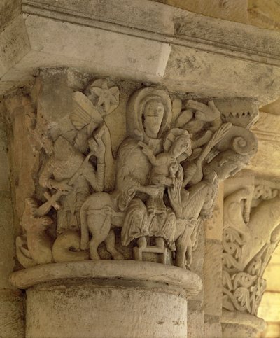 The Flight into Egypt, relieff fra kirken i benediktinerklosteret, 1200-tallet av French School
