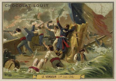 Det franske krigsskipet Vengeur i slaget ved Ushant (Glorious First of June), 1794 av French School