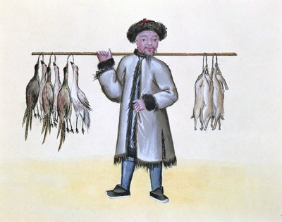 The Game Merchant, fra en bok om gaten i Peking, ca. 1785 (wc og gouache på papir) av French School