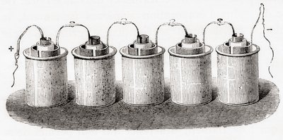 The Grove cell, fra Les Merveilles de la Science, pub.1870. av French School