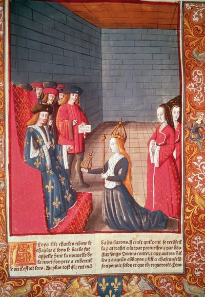 Den hellige romerske keiserinne Richilde av Provence i Compiegne overrakte til Ludvig Stammeren kronen og septeret som hadde tilhørt hans far Charles II 
