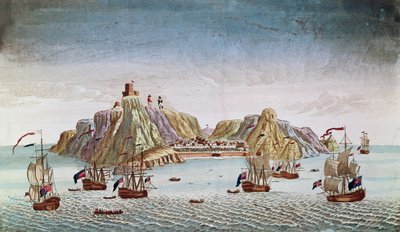 Øya St. Helena, eksilsted for general Napoleon Bonaparte (1769-1821) av French School