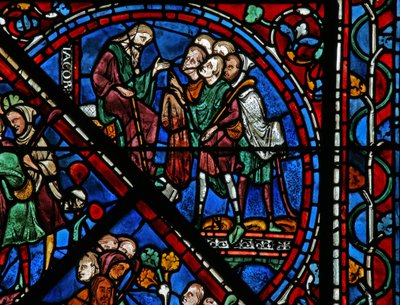 Joseph-vinduet: brødrene hans presenterer Jakob med sin blodfargede kappe (w41) av French School