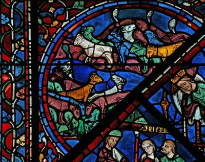 Joseph-vinduet: det fete og magre storfeet i drømmen (w41) av French School
