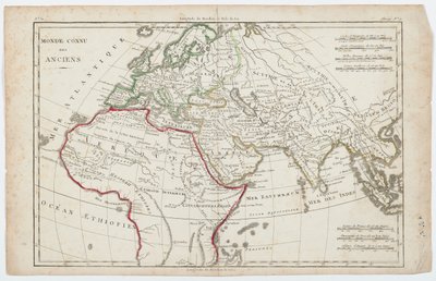 The Known World of the Ancients (håndfarget gravering) av French School