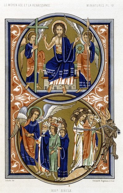 The Last Judgment - Faksimile av en miniatyr av Psalter of St Louis av French School