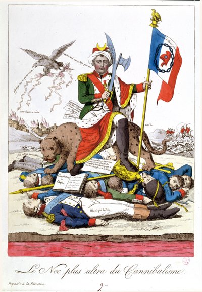 The Last Word in Cannibalism, anti-Napoleon karikatur, ca. 1815 av French School