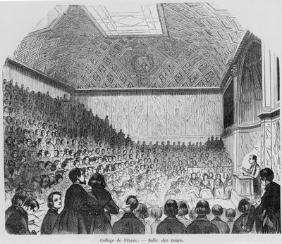 Lecture Theatre of College de France, fra Tableaux de Paris av E. Texier, 1852 av French School