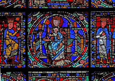 The Life of Christ-vinduet: Jomfruen og barnet (w50) av French School