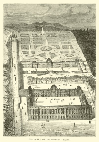 Louvre og Tuileriene av French School