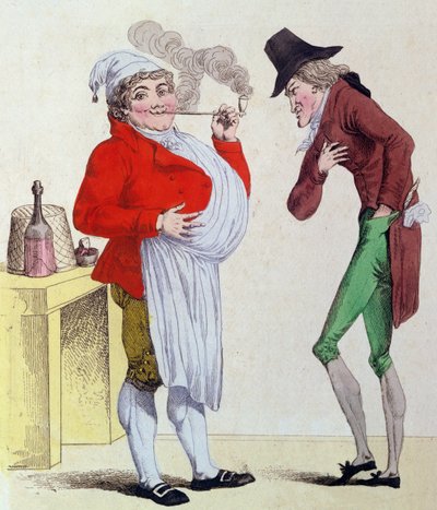 Mannen uten bekymring og mannen uten penger, mai 1815 (fargegravering) av French School