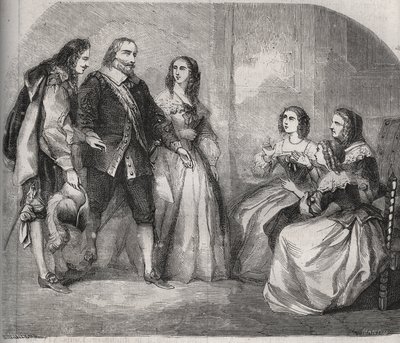 The Marquis of Montespan, Louis Henri (Louis-Henri) de Pardaillan de Gondrin (1640-1691) (on the left) came to propose to the marriage of Francoise Athenais (Francoise-Athenais) of Rochechouart Mortemart (then Marquise de Montespan or Madame de Montespan av French School