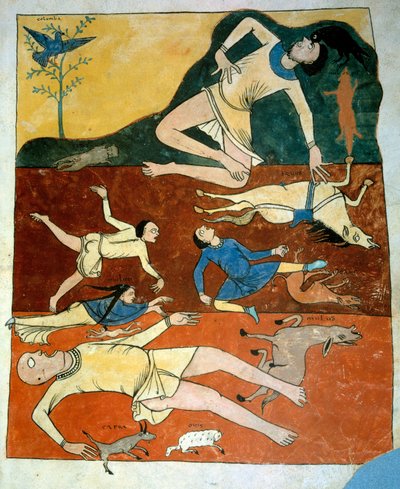 Miniature Universal Deluge hentet fra kommentarene til "The Apocalypse ifølge Saint John" skrevet i 775 av munken Beatus av Liebana av French School