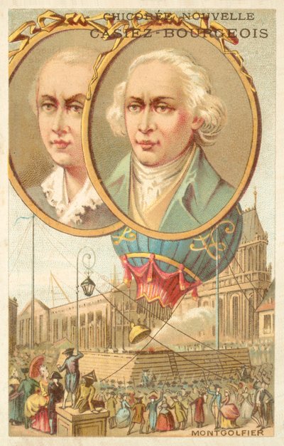 Montgolfier Brothers (chromolitho) av French School
