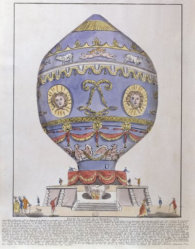 Montgolfier Brothers ballongeksperiment på Chateau de la Muette, 21. november 1783 av French School